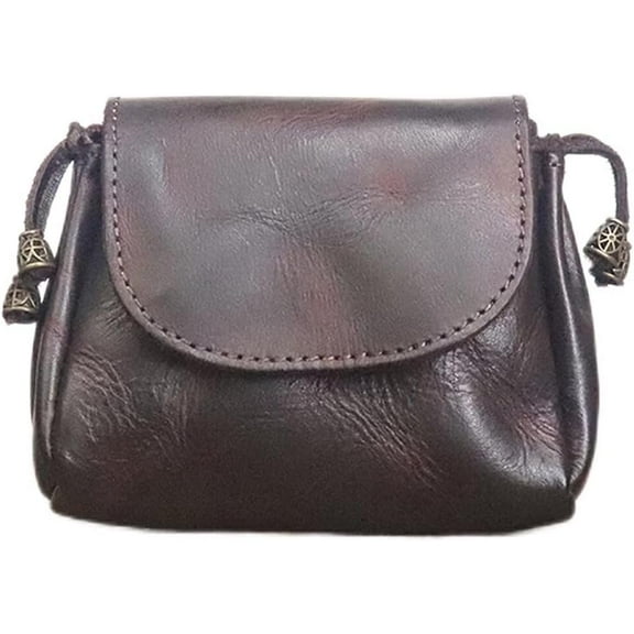 HMSHA Coin Wallet Genuine Leather Change Pouch Lightweight Coin Purse Small Vintage Wallet Causal Cash Holder for Men Women