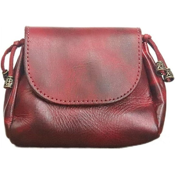 HMSHA Coin Wallet Genuine Leather Change Pouch Lightweight Coin Purse Small Vintage Wallet Causal Cash Holder for Men Women