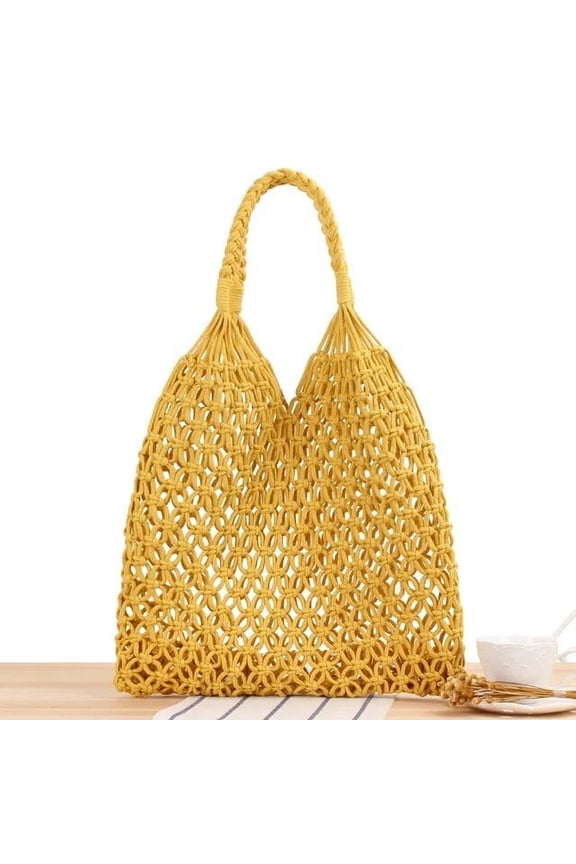 Cotton Rope Hollow Straw Bag Sheer Macrame Tote Bohemian Ultralight Shoulder Bags Net Pack Vintage Retro Chic Handbag