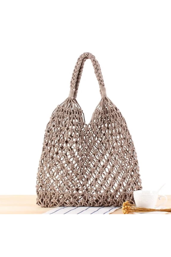 Cotton Rope Hollow Straw Bag Sheer Macrame Tote Bohemian Ultralight Shoulder Bags Net Pack Vintage Retro Chic Handbag