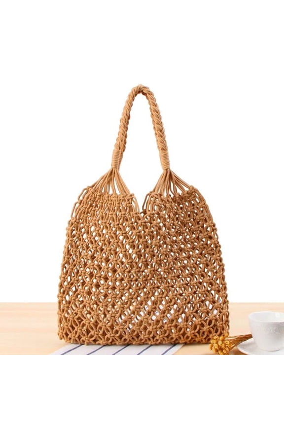 Cotton Rope Hollow Straw Bag Sheer Macrame Tote Bohemian Ultralight Shoulder Bags Net Pack Vintage Retro Chic Handbag
