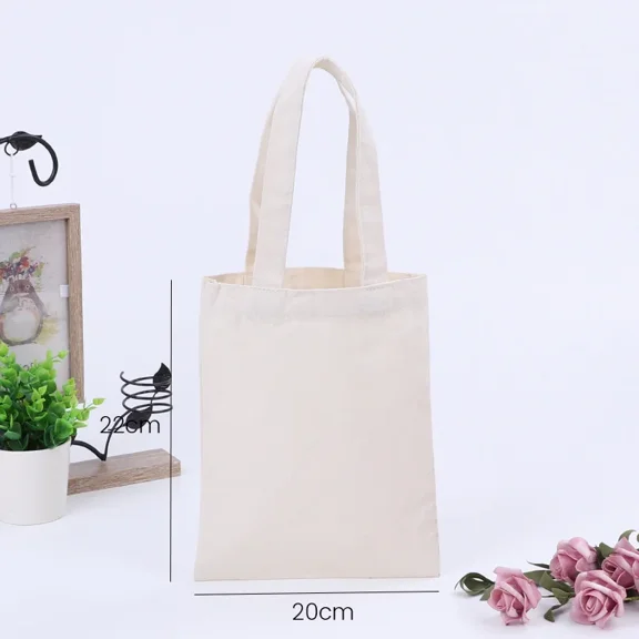 HMSHA Creamy White Plain Shopping Shoulder Tote High Capacity Environmental Friendly Shopper Bags Cotton Canvas Bag Handbags Gifts