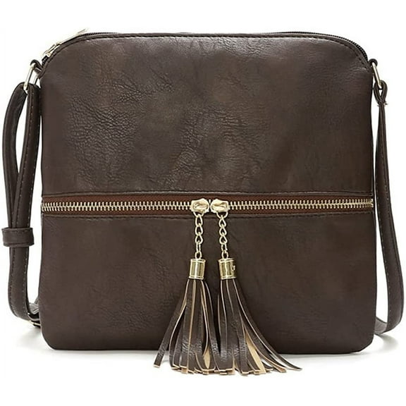 HMSHA Crossbody Bag for Women Lightweight Dome Shoulder Bag Retro Leather Satchel Wallet for Work Travel