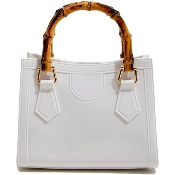 HMSHA Crossbody Bags for Women，Bamboo Handle Satchel Handbags Trendy Top-Handle Purses for Work Travel