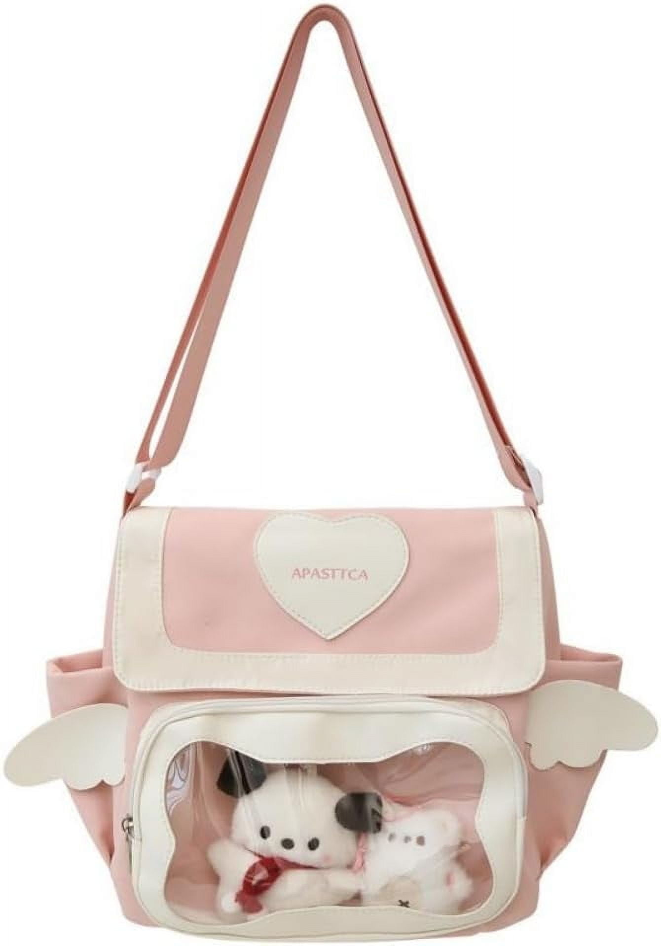 HMSHA Cute Japanese Aesthetic Ita Bag Heart Crossbody Bag Purse for Women Teen Girl Tote