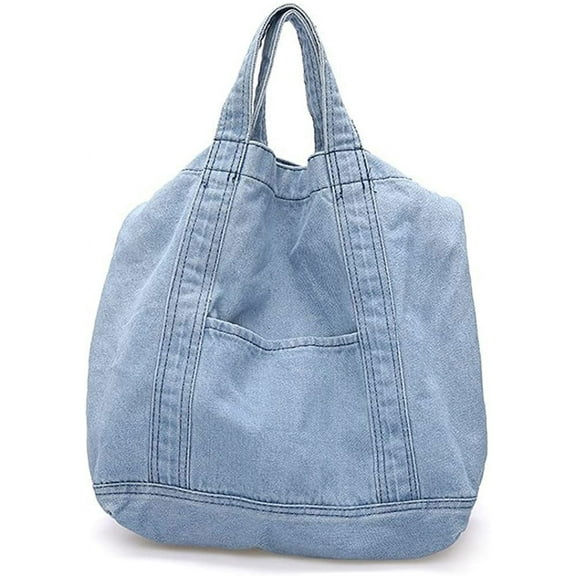 HMSHA Denim Handbag for Women Retro Tote Shoulder Purse Lightweight Crossbody Bag for Girls