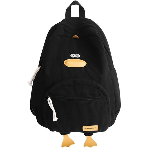HMSHA Duck Cute Backpack Large Aesthetic Backpack Kawaii Corduroy Mochila Backpack Leisure Daypack Funny Duck Backpack