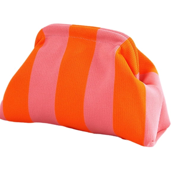 HMSHA Evening Bag Clutch Purses for Women Beach Woven Crochet Handbag Dumpling Clutch Ruched Cloud Purse colorblock bag