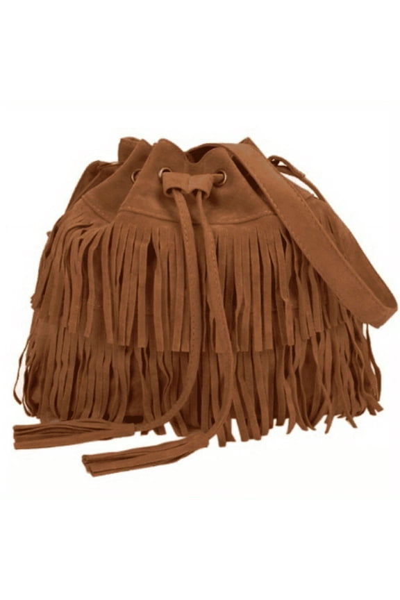 Fashion-Forward Boho Fringe Tassel Bag: Versatile, Secure Drawstring Closure, Multi-Wear Design, Polyester Lined