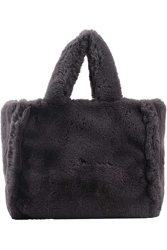 Fashion Large Top Handle Bag for Women Fluffy Faux Fur Furry Plush Soft Hobo Tote Bag Elegant Shoulder Bag Purse