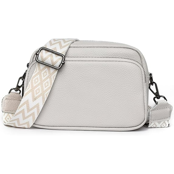 HMSHA Genuine Leather Crossbody Bag for Women, Shoulder Bag with Adjustable Wide Strap Casual Ladies Handbag