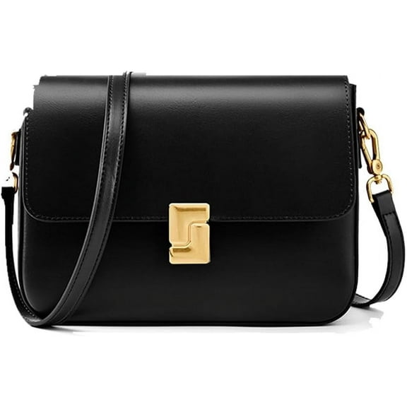 HMSHA Genuine Leather Purse Shoulder Bag for Women,Womens Crossbody Clutch Handbag with Buckle Closure and Adjustable Strap