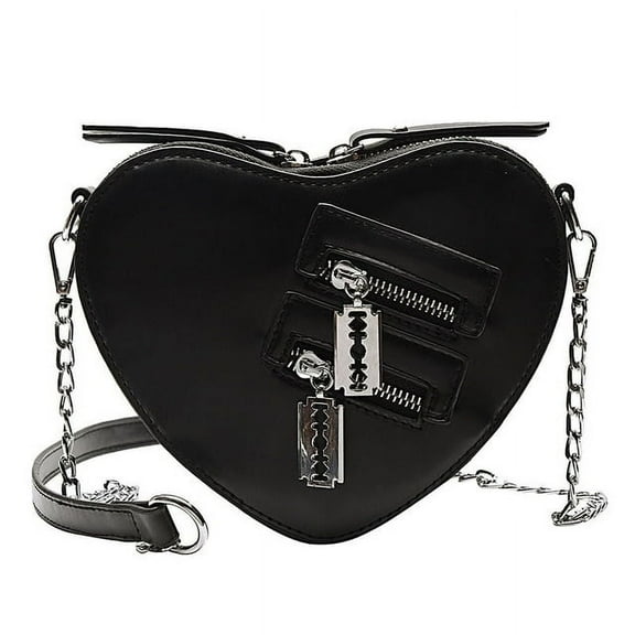 HMSHA Gothic Heart Blade Zipper Chain Crossbody Bags for Women Girl Casual Shoulder Purses and Handbags Techwear Summer Wallet Goth