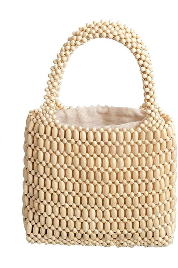 Handwoven Tote Bag for Women Woven Drawstring Handbag Bohemian Clutch & Summer Beach Bag