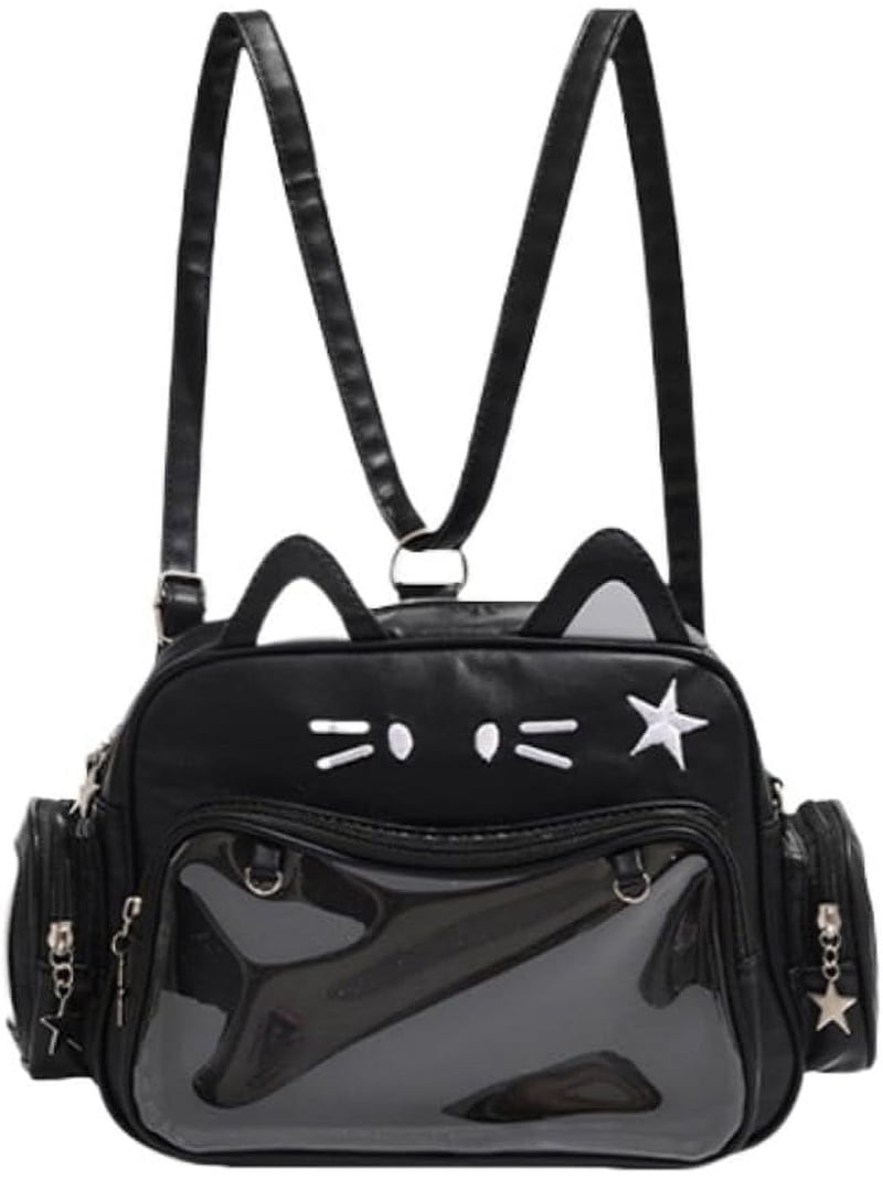 Kawaii Ita Bag Cat Pin Backpack Crossbody Y2K Style Black Amazon.com: JRNDNIUO Cute Cat Ita Bag Pin Display Backpack  main image 4