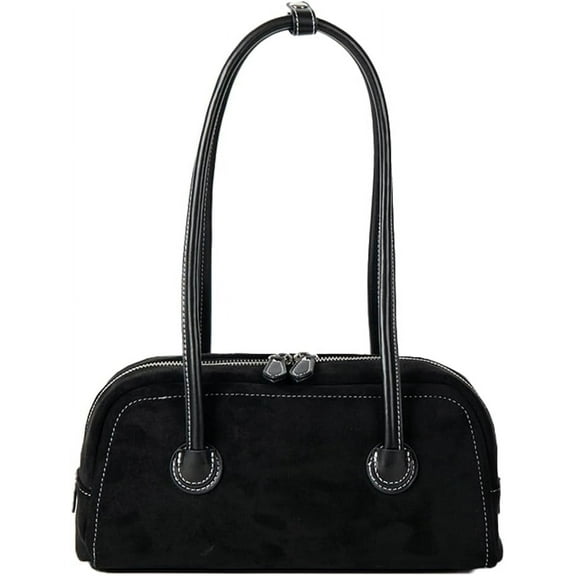 HMSHA Leather Shoulder Bags for Women Suede Bowling Bag Purses Hobo PU Casual Handbag Work Office Spring Fall Winter Work Travel