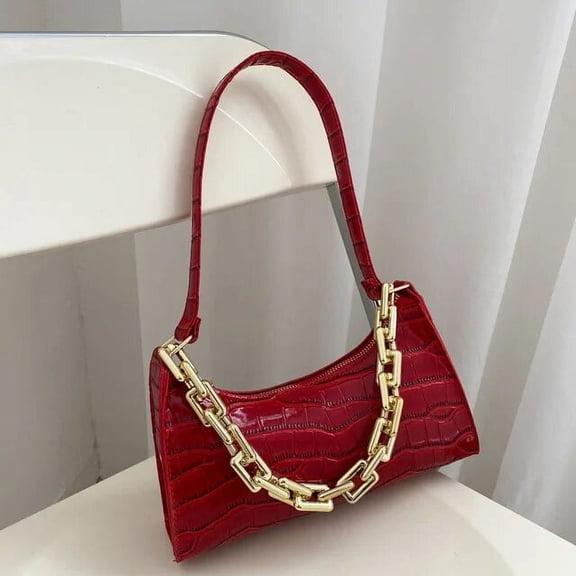 HMSHA Luxury Chains Bag Women Alligator Pattern Shoulder Bag Fashion Small Armpit Bag Vintage Lady Handbag Subaxillary Pouch