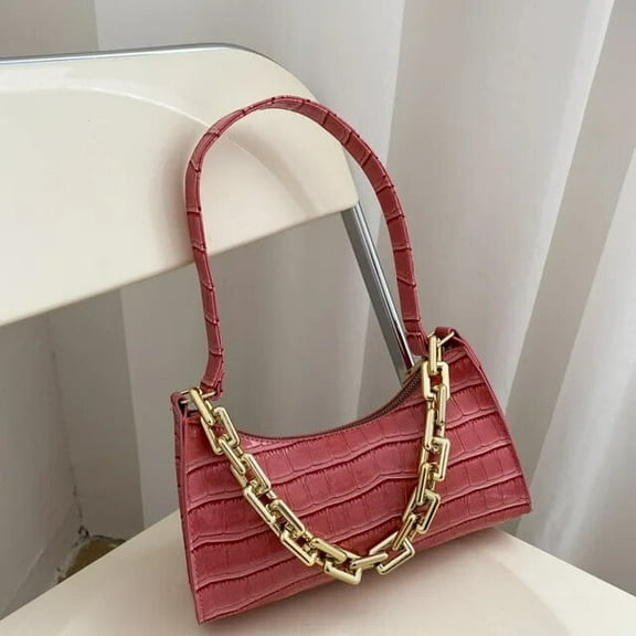 HMSHA Luxury Chains Bag Women Alligator Pattern Shoulder Bag Fashion Small Armpit Bag Vintage Lady Handbag Subaxillary Pouch