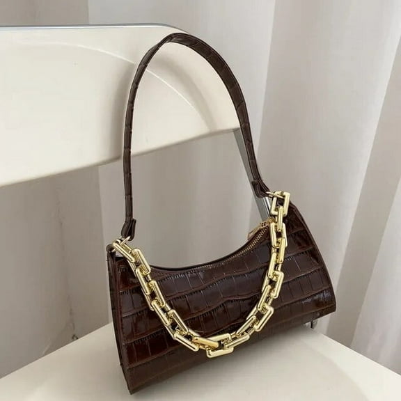 HMSHA Luxury Chains Bag Women Alligator Pattern Shoulder Bag Fashion Small Armpit Bag Vintage Lady Handbag Subaxillary Pouch