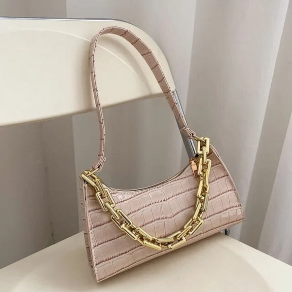 HMSHA Luxury Chains Bag Women Alligator Pattern Shoulder Bag Fashion Small Armpit Bag Vintage Lady Handbag Subaxillary Pouch