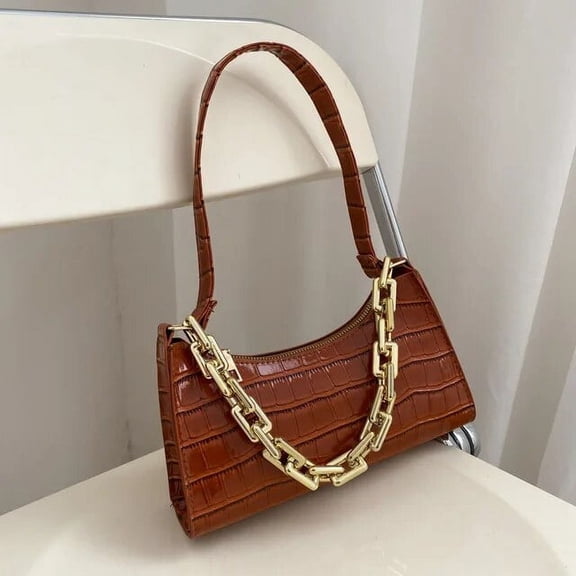 HMSHA Luxury Chains Bag Women Alligator Pattern Shoulder Bag Fashion Small Armpit Bag Vintage Lady Handbag Subaxillary Pouch