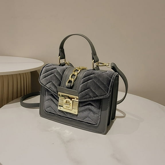 HMSHA Luxury Simple Velvet women Flap Crossbody Shoulder Bags Small Winter Fashion Casual Handbags and Purses chain messenger bags