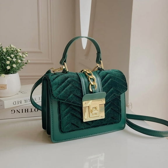 HMSHA Luxury Simple Velvet women Flap Crossbody Shoulder Bags Small Winter Fashion Casual Handbags and Purses chain messenger bags