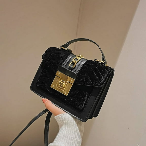 HMSHA Luxury Simple Velvet women Flap Crossbody Shoulder Bags Small Winter Fashion Casual Handbags and Purses chain messenger bags