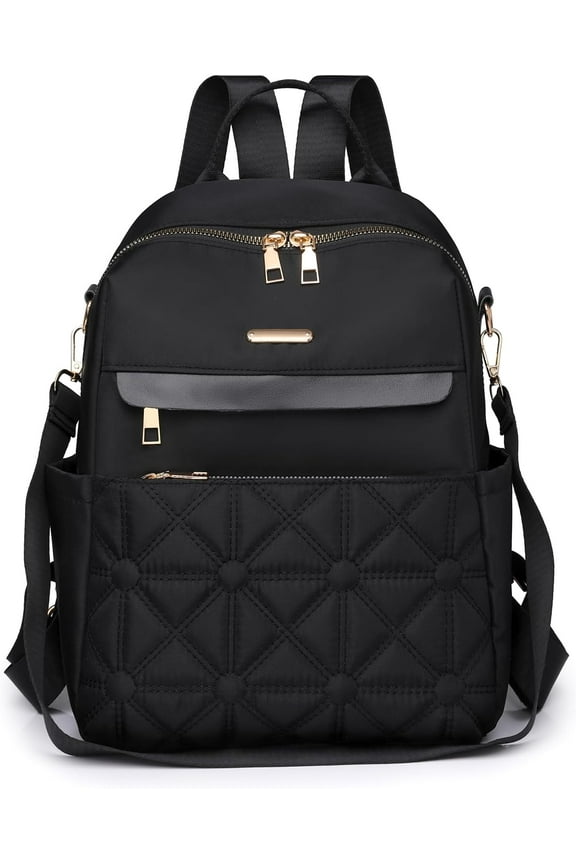 Nylon Backpack Purse for Women Fashion Multipurpose Handbag Ladies Shoulder Bags Quilted Casual Travel Backpack Brown