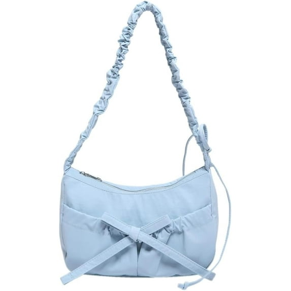 HMSHA Nylon Bow Hobo Bags Cute Tote Bag Crossbody Purse Trendy Underarm Shoulder Bag Lightweight Work Satchels Top-Handle Bag
