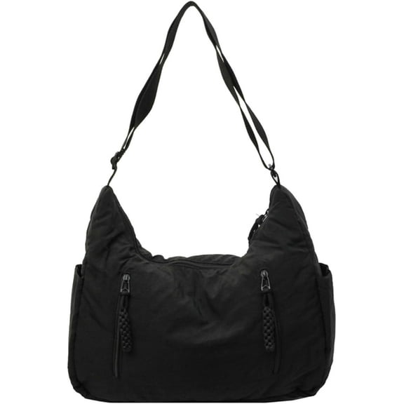 HMSHA Nylon Crossbody Bag Women Men Crescent Bag Braid Zip Multi-Pocket Purse Tote Bag Candy Color Shoulder Bag