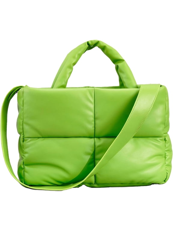 Puffer Tote Bag, Puffy Bags for Women Light Winter Down Cotton Padded Quilted Tote Bag Shoulder Handbags Purse
