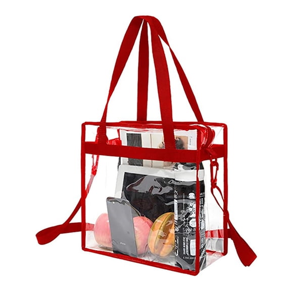 HMSHA Pvc Transparent Bag Square Large Capacity Travel Storage Portable Crossbody Handbag with Zipper Closure Crossbody Messenger Shoulder Bags Adjustable Strap
