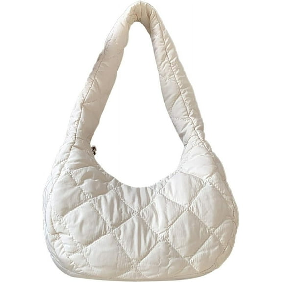 HMSHA Quilted Bag Purse for Women Puffer Crescent Bag Nylon Hobo Handbag Lightweight Padding Shoulder Bag for Work