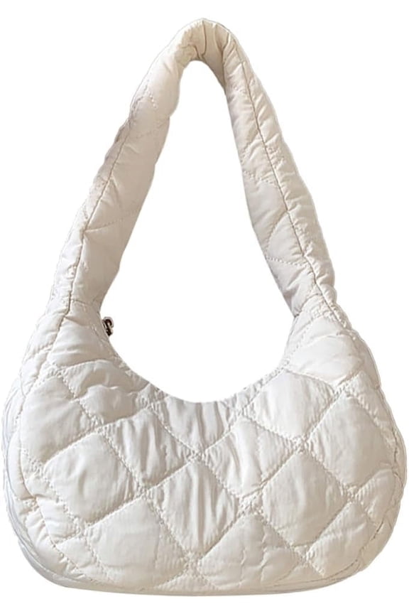 Quilted Bag Purse for Women Puffer Crescent Bag Nylon Hobo Handbag Lightweight Padding Shoulder Bag for Work