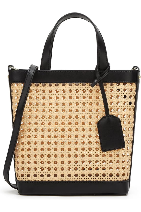 Rattan Tote Bag for Women Straw Beach Bag Crossbody Purse PU Leather Summer Shoulder Bag Cute Boho Purses Tote Handbag