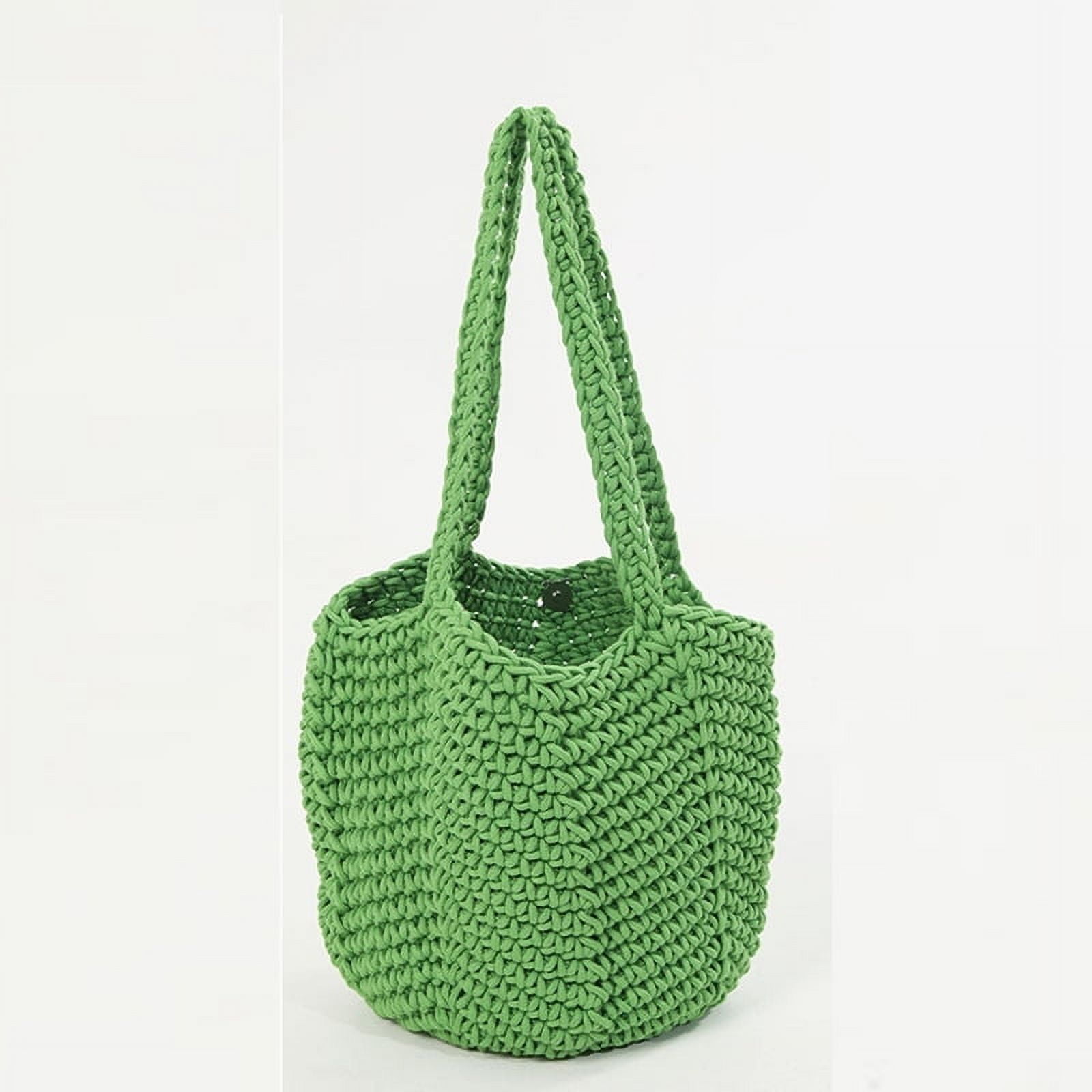 HMSHA Retro Single Shoulder Cotton Thread Woven Bag, New Crochet Woven Handbag, Beach Vacation Beach Bag