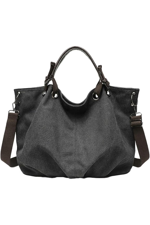 Retro Top Handle Bag for Women Large Adjustable Canvas Shoulder Crossbody Bag Slouchy Commute Work Handbags