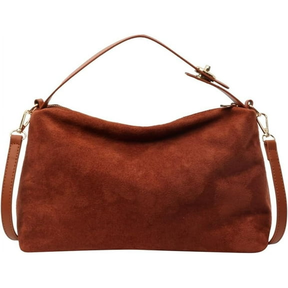 HMSHA Satchel Handbags Suede Purse for Women Fall Suede Bag Slouchy Suede Crossbody Bag Satchel Purse