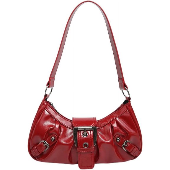 HMSHA Shoulder Bag Y2k Purse for Women Punk Style Handbag Trendy Shoulder Purse Pu Leather Clutch Y2k Bag Fall Purse