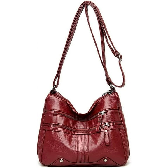 HMSHA Shoulder Bag for Women Soft PU Leather Crossbody Purse Multi-pocket Travel Shoulder Purse Casual Satchel