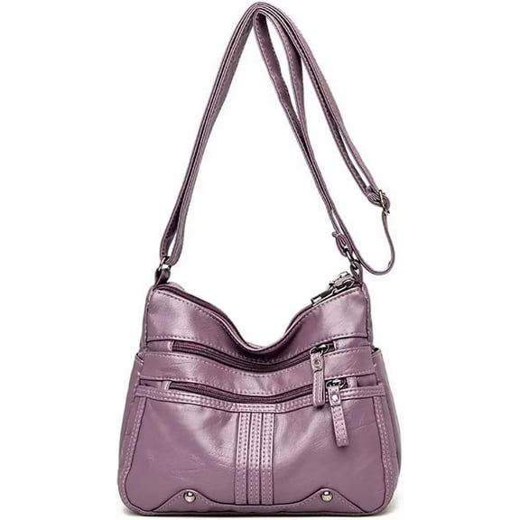 HMSHA Shoulder Bag for Women Soft PU Leather Crossbody Purse Multi-pocket Travel Shoulder Purse Casual Satchel