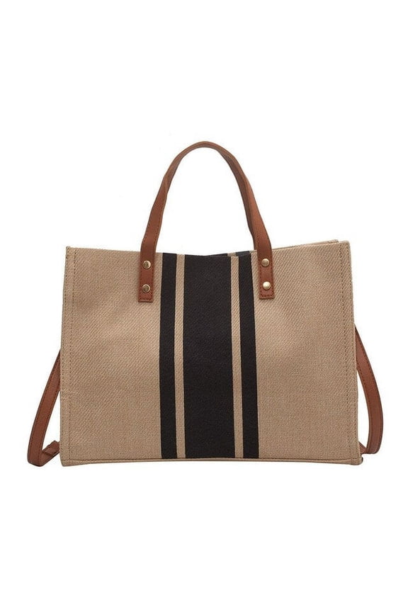 Simple Fashion Large-capacity Handbag for Women Vintage Striped Tote Female Portable Ol Business Briefcase Shopping Bag Satchels