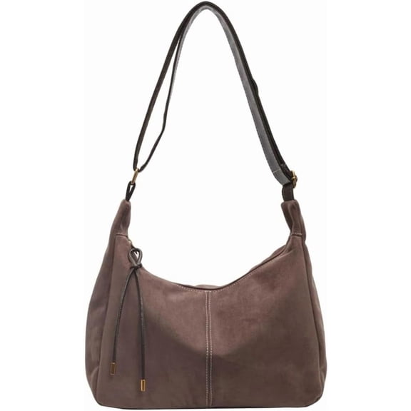 HMSHA Slouchy Suede Shoulder Bag for Women Large Soft Totes Working Purse Handbag Dumpling Crossbody Satchel with Zipper