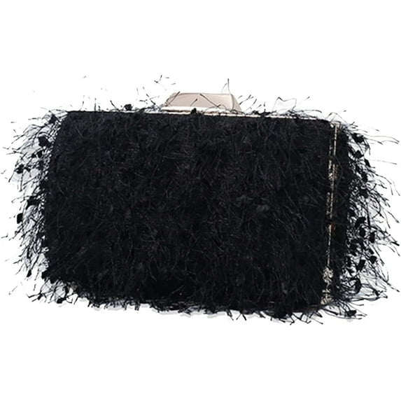 HMSHA Small Clutch Purses for Women Fluffy Evening Bag