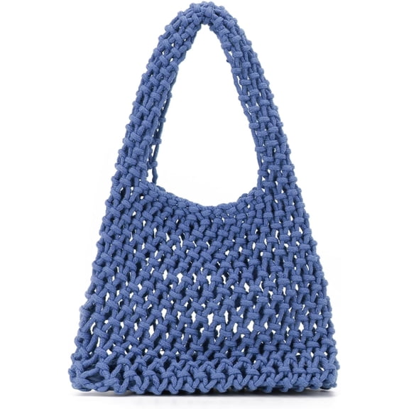 HMSHA Small Crochet Tote Bag for Women Summer Mesh Woven Handbags Beach Hobo Bag