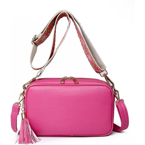 HMSHA Small Crossbody Shoulder Bag for Women, Tassel PU Leather Handbag Ladies Going Out Satchel With Two Shoulder Straps
