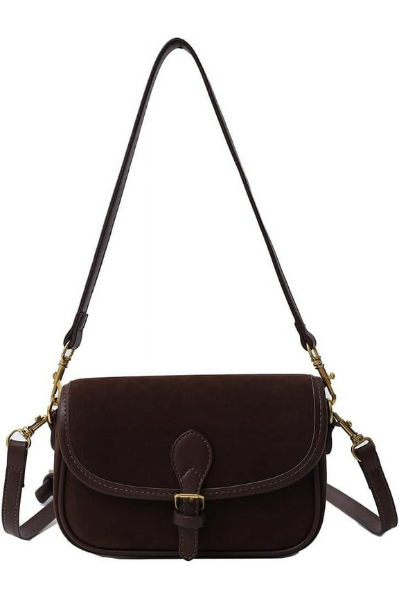 Small Shoulder Bag for Women - Suede Retro Fall Crossbody Square Clutch Handbag - Stylish Underarm Bag
