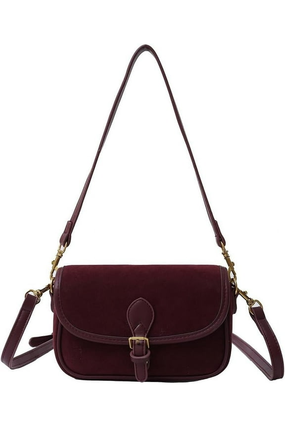 Small Shoulder Bag for Women - Suede Retro Fall Crossbody, Stylish Square Clutch Handbag, Underarm Bag