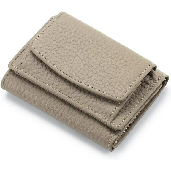 HMSHA Small Wallet for Women Genuine Leather RFID Blocking Card Holder Minimalist Tri-fold Cash Wallet with Snap Coin Pouch